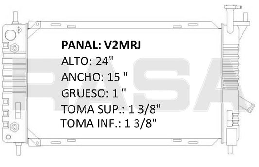 35164 RADIADOR ALUMINIO PLASTICO TOPAZ GHIA L4 / V6 2.3/3.0 92-94 RASA