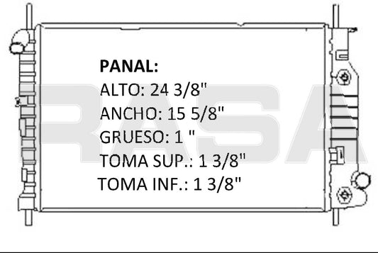 35560 AU RADIADOR ALUMINIO PLASTICO CONTOUR, MISTIQUE, 2 Lt L4, 2.5 Lt V4 95-02 TRANS:AUTOMATICA RASA