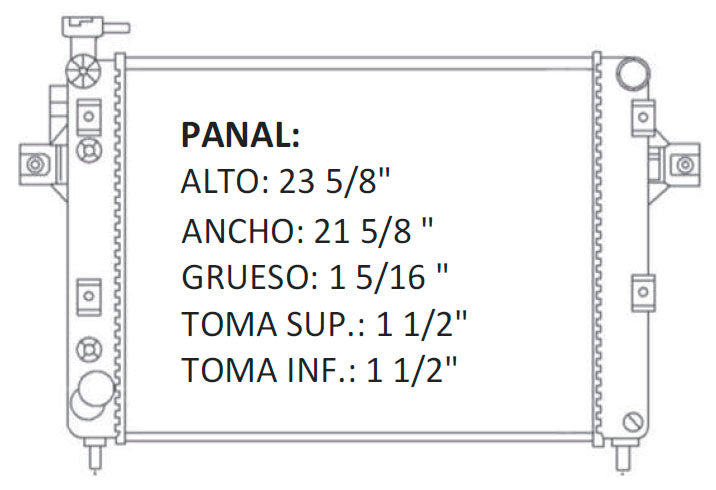 RADIADOR ALUMINO PLASTICO GRAND CHEROKEE 6 CIL. 4 LT. LAREDO, 4 Lt L6 99-04