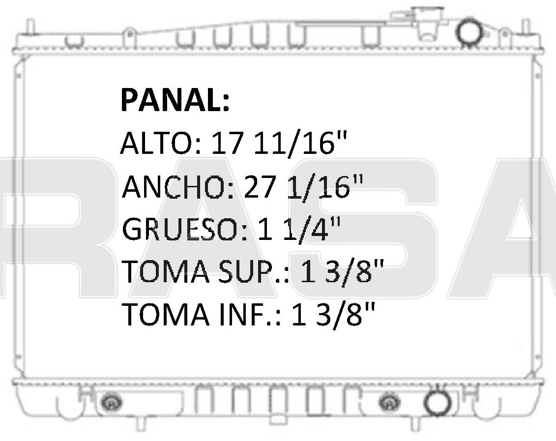 36032 AU RADIADOR ALUMINIO PLASTICO FRONTIER 99-04 V6 3.5L A/T (D-22) 99-04 TRANS:AUTOMATICA RASA
