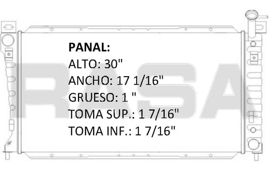 35630 AU M RADIADOR ALUMINIO PLASTICO WINDSTAR, 3 Lt V6, 3.8 Lt V6 C/GOLLETE MECANICO 95-98 TRANS:AUTOMATICA RASA