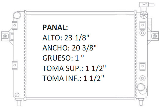35581 AU RADIADOR ALUMINIO PLASTICO GRAND CHEROKEE 8 CIL. 4.7 LT. V8, LAREDO. 01-04 TRANS:AUTOMATICA RASA
