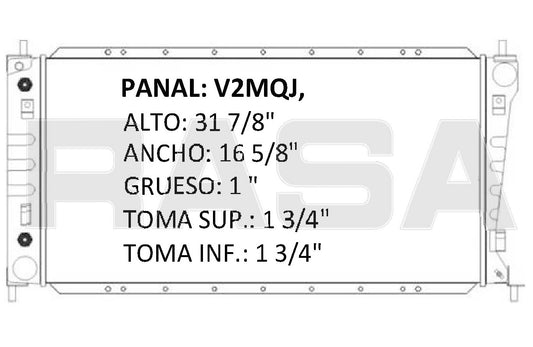 35562 AU RADIADOR ALUMINIO PLASTICO LOBO, F-150, F-250, 4.2 Lt V6, 4.6 Lt V8 97-99 TRANS:AUTOMATICA RASA