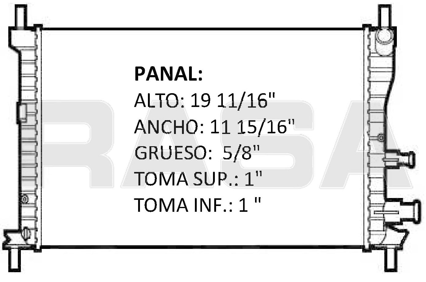 35783 M RADIADOR ALUMINIO PLASTICO FIESTA 1.3 LT. S/A MECANICO TUBO REDONDO 96-99 RASA