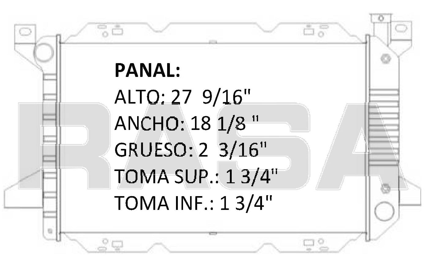 35662 AU RADIADOR ALUMINIO PLASTICO BRONCO, PICK UO F-150, Motor 3.7Lt 4.7Lt 5.7Lt, V6 IGUAL AL 35408 PERO TANQUES INVERTIDOS 85-98 TRANS:AUTOMATICA RASA