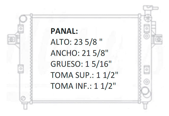 RADIADOR ALUMINO PLASTICO GRAND CHEROKEE 8 CIL. 4.7 LT. V8, LAREDO. 99-00