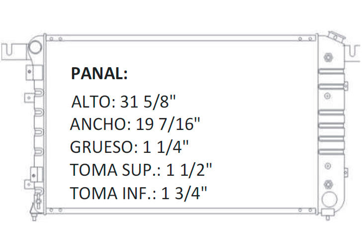 35502 AU RADIADOR ALUMINIO PLASTICO RAM V6/V8 3.9/5.2 94-01 TRANS:AUTOMATICA RASA