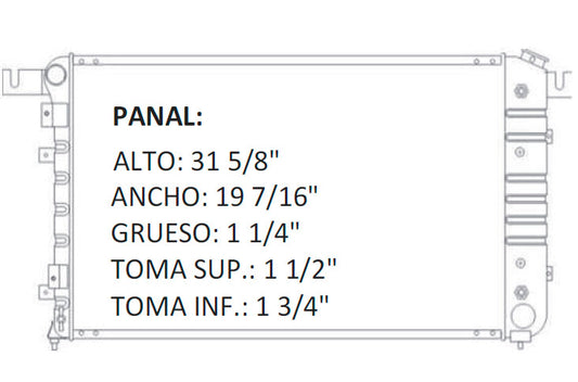 35502 AU RADIADOR ALUMINIO PLASTICO RAM V6/V8 3.9/5.2 94-01 TRANS:AUTOMATICA RASA
