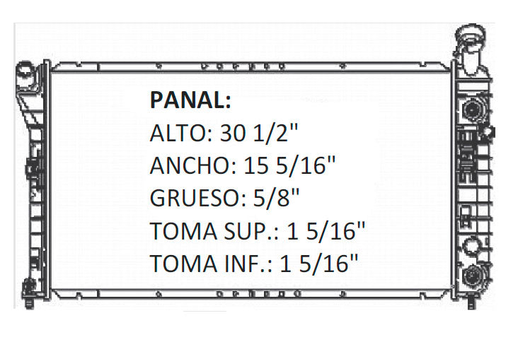 36094 AU RADIADOR ALUMINIO PLASTICO IMPALA 00-03 V6 3.4/3.8L 00-03 TRANS:AUTOMATICA RASA