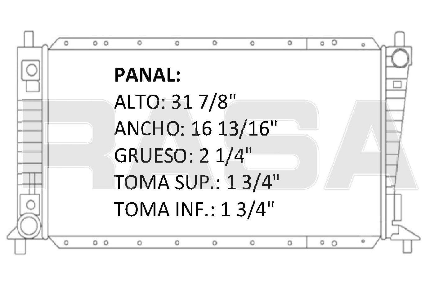 35569 AU RADIADOR ALUMINIO PLASTICO EXPEDITION / F SERIES PU / NAVIGATOR V8 4.8/5.4 ESPESOR 2 1/4 97-04 TRANS:AUTOMATICA RASA