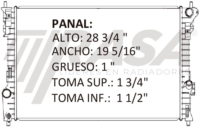 36214 AU RADIADOR ALUMINIO PLASTICO EXPLORER 11-14 TRANS:AUTOMATICA RASA