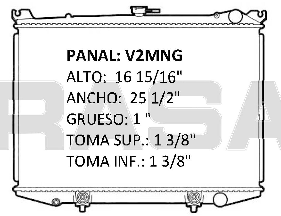 RADIADOR ALUMINO PLASTICO PICK UP D-21, PATHFINDER, TOMAS LINEALES 86-96