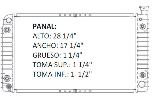 35576 AU RADIADOR ALUMINIO PLASTICO CHEVROLET PICK UP 2 ENF 5.0 LTS. V8 88-94 TRANS:AUTOMATICA RASA