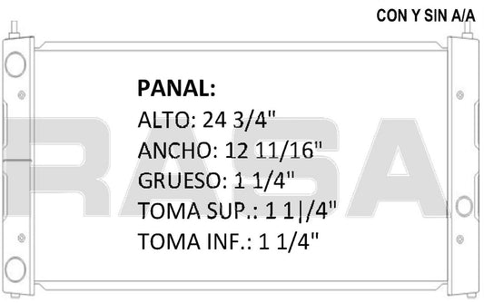 35556 M RADIADOR ALUMINIO PLASTICO GOLF, JETTA A3, C/AA Y SIN AA L4 1.8/2.0 91-97 MECANICO RASA