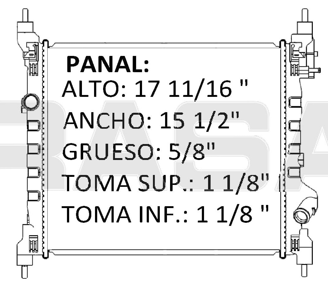 36176 RADIADOR ALUMINIO PLASTICO RAD SPARK 2011 L4 1.2 16mm M/T 2011 RASA