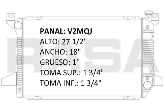 35411 RADIADOR ALUMINIO PLASTICO PICK UP F 150, F250, F350, L6 4.9 V6/V8 AMERICANA 85-96 RASA