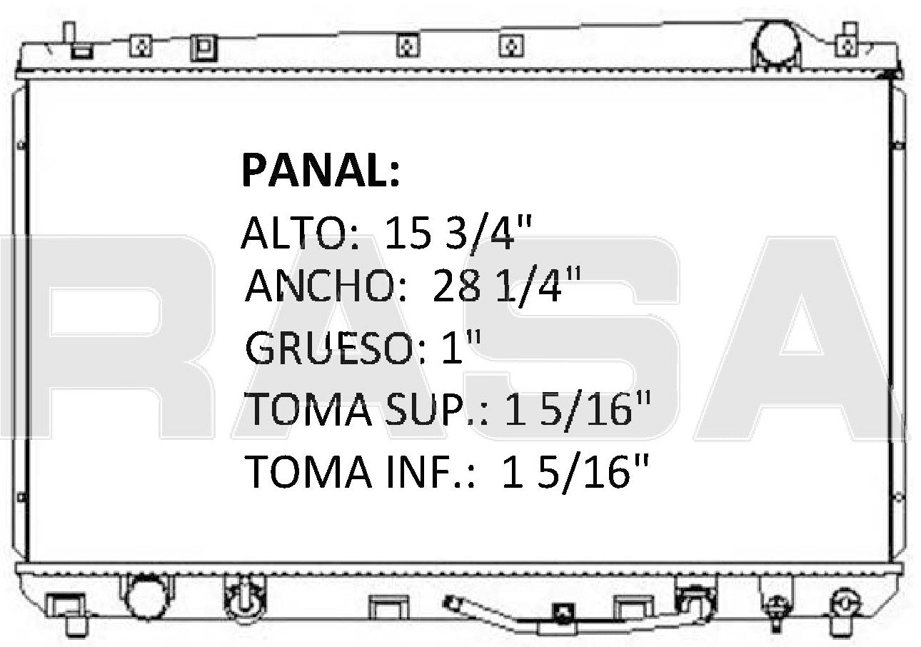 36047 AU RADIADOR ALUMINIO PLASTICO AVALON 00-04 V6 3.0L 00-04 TRANS:AUTOMATICA RASA