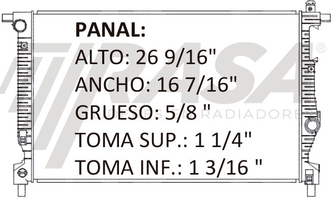 36216 AU RADIADOR ALUMINIO PLASTICO DART 13-15 TRANS:AUTOMATICA RASA