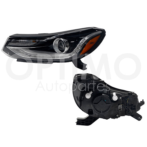 FARO CHEVROLET TRAX 2017-2020 FONDO NEGRO C/LED C/ LUPA C/ MICA AMBAR IZQ #OP