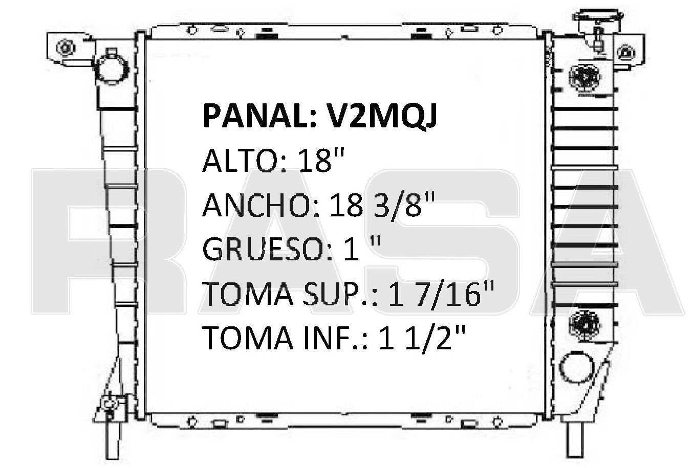 35609 AU RADIADOR ALUMINIO PLASTICO RANGER, 2 Lt L4, 2.3 Lt L4 B2300 TOMAS Y GOLLETE INVERTIDOS AL 35567 85-94 TRANS:AUTOMATICA RASA