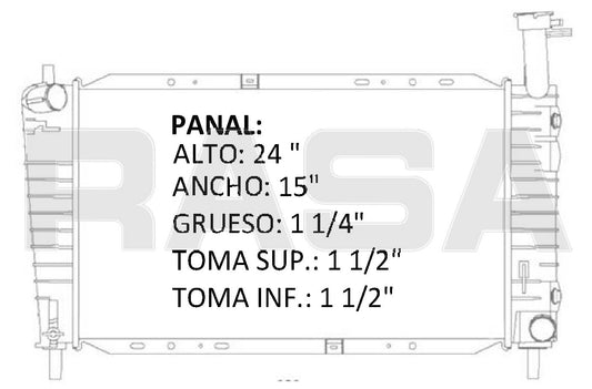 35161 AU RADIADOR ALUMINIO PLASTICO TAURUS / LC CONTINENTAL / MC SABLE V6 3.0/3.8 88-95 TRANS:AUTOMATICA RASA