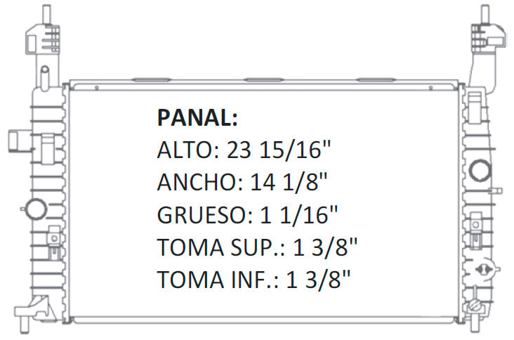 35934 AU RADIADOR ALUMINIO PLASTICO MERIVA L4/16V 1.6i , 1.4i , 1.8i 03-08 TRANS:AUTOMATICA RASA