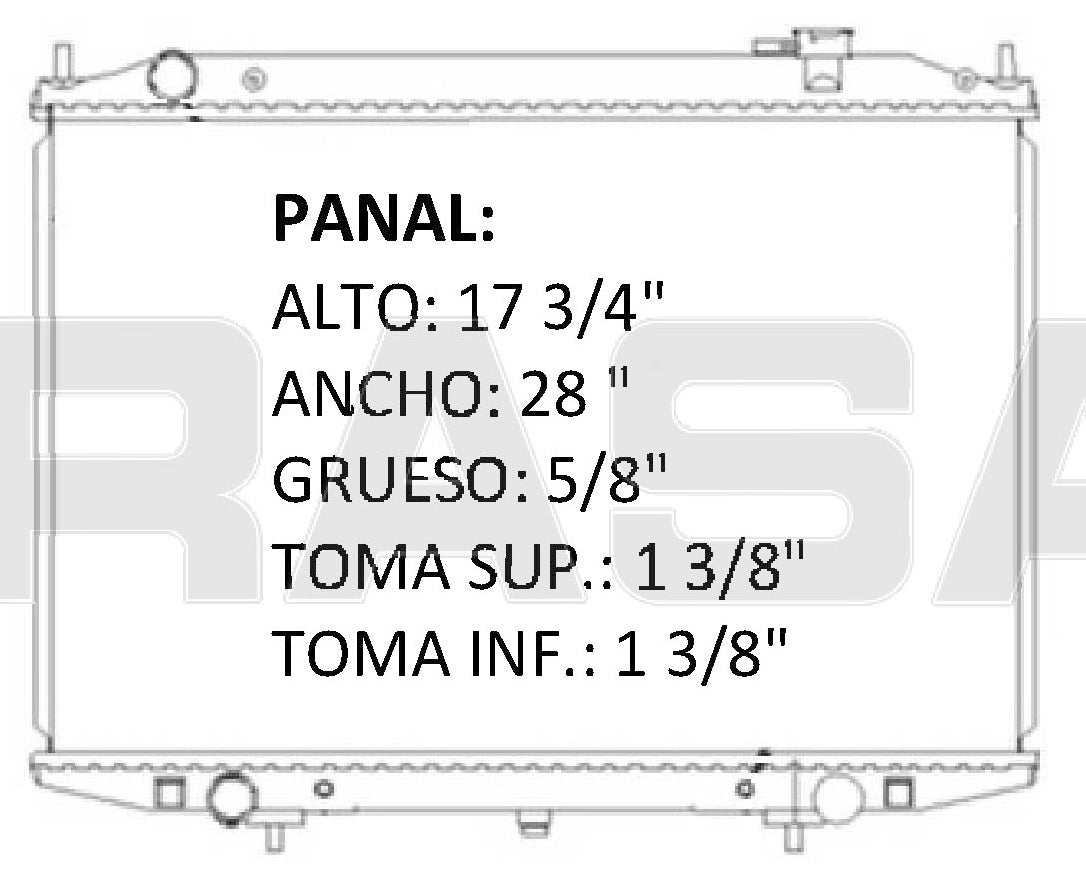 36086 RADIADOR ALUMINIO PLASTICO D-22 DIESEL 08-11 L4 2.5L 08-11 RASA