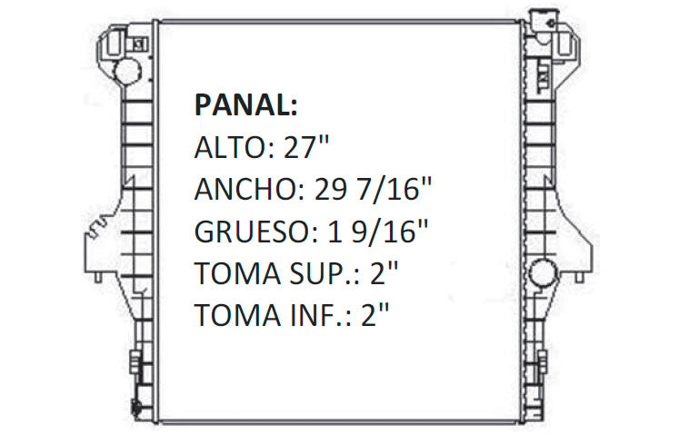 36027 AU RADIADOR ALUMINIO PLASTICO RAM (DIESEL), 5.9/6.7 LTS, A/T 03-07 TRANS:AUTOMATICA RASA