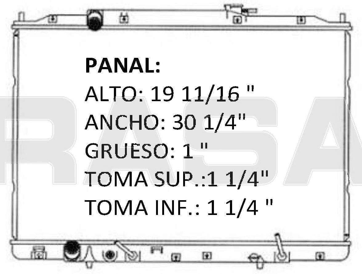 36170 AU RADIADOR ALUMINIO PLASTICO MDX V6 3.7 26 MM P/A A/T 07-12 TRANS:AUTOMATICA RASA