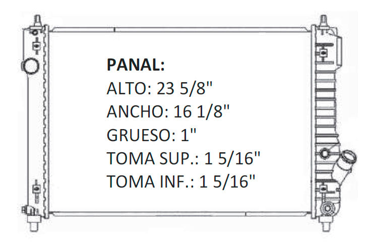 36096 AU RADIADOR ALUMINIO PLASTICO AVEO/G3 L4 1.6 08-09 TRANS:AUTOMATICA RASA