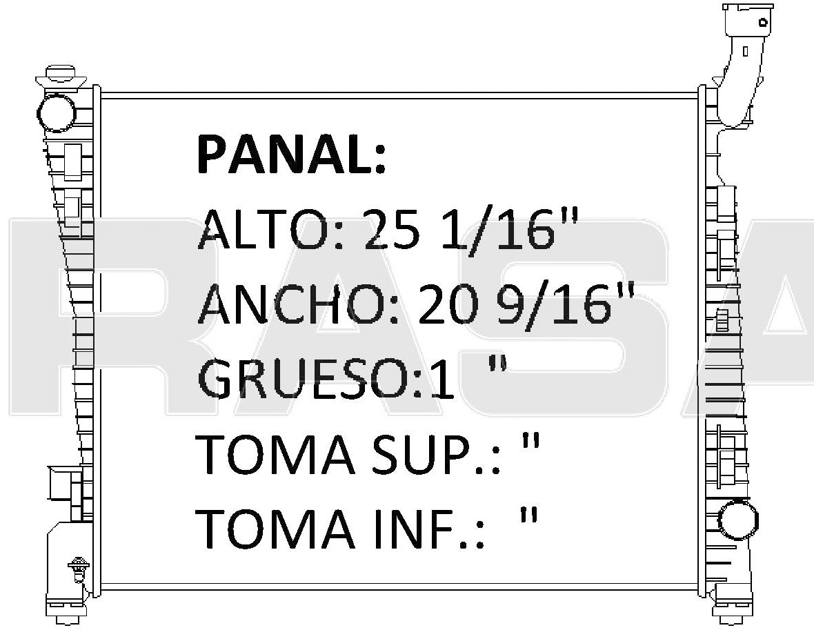 36182 AU RADIADOR ALUMINIO PLASTICO GRAND CHEROKEE / DURANGO 11-13 V6-V8 AT 11-13 TRANS:AUTOMATICA RASA