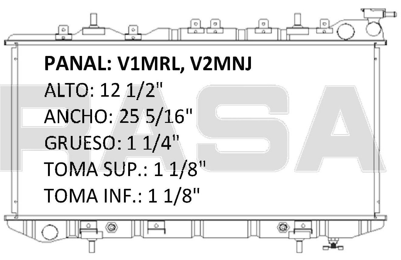 35050 RADIADOR ALUMINIO PLASTICO NISSAN TSURU III,16 VALVULAS GS-I, GS-II L4 1.6 91-09 RASA