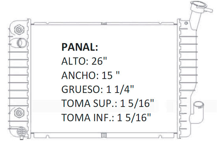 35824 AU RADIADOR ALUMINIO PLASTICO BERETTA / CORSICA / TEMPEST L4/V6 2.2/2.3/3.1 90-91 TRANS:AUTOMATICA RASA