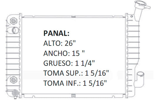 35824 AU RADIADOR ALUMINIO PLASTICO BERETTA / CORSICA / TEMPEST L4/V6 2.2/2.3/3.1 90-91 TRANS:AUTOMATICA RASA