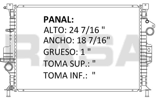 36190 AU RADIADOR ALUMINIO PLASTICO ESCAPE 1.6/2.0/2.5 13-14 TRANS:AUTOMATICA RASA