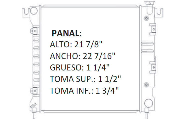 35692 AU RADIADOR ALUMINIO PLASTICO DAKOTA / DURANGO V6/V8 3.9/5.2/5.9 97-00 TRANS:AUTOMATICA RASA