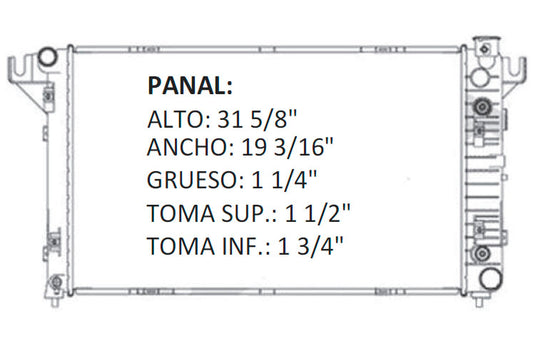 36021 AU RADIADOR ALUMINIO PLASTICO RAM 5.9 LTS V8 98-02 TRANS:AUTOMATICA RASA