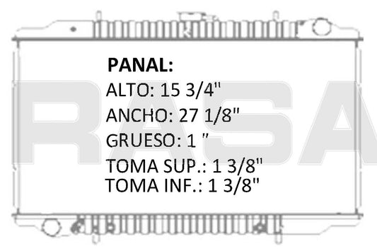 35666 AU RADIADOR ALUMINIO PLASTICO MAXIMA/300ZX V6 3.0 89-96 TRANS:AUTOMATICA RASA