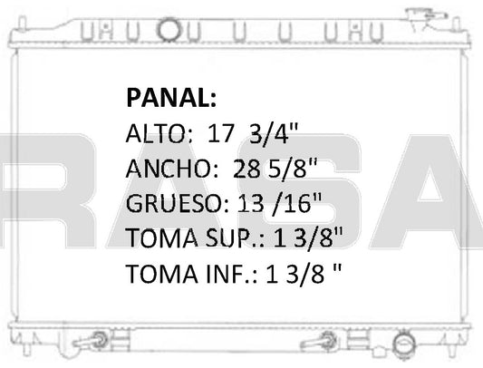 35864 AU RADIADOR ALUMINIO PLASTICO QUEST V6 3.5 04-09 TRANS:AUTOMATICA RASA