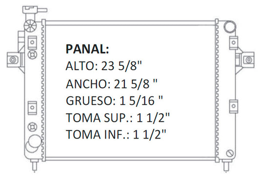 RADIADOR ALUMINO PLASTICO GRAND CHEROKEE 6 CIL. 4 LT. LAREDO, 4 Lt L6 99-04