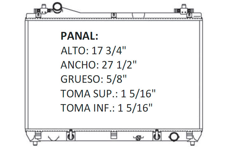 36042 AU RADIADOR ALUMINIO PLASTICO FRONTIER 2.5 LTS L4 A/T T/LINEAL 05-10 TRANS:AUTOMATICA RASA