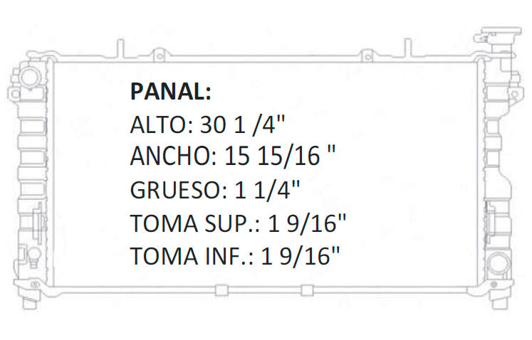 35920 AU M RADIADOR ALUMINIO PLASTICO CARAVAN/ GRAND CARAVAN/ VOYAGER/ TOWN & 05-07 MECANICO TRANS:AUTOMATICA RASA