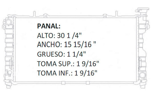 35920 AU M RADIADOR ALUMINIO PLASTICO CARAVAN/ GRAND CARAVAN/ VOYAGER/ TOWN & 05-07 MECANICO TRANS:AUTOMATICA RASA