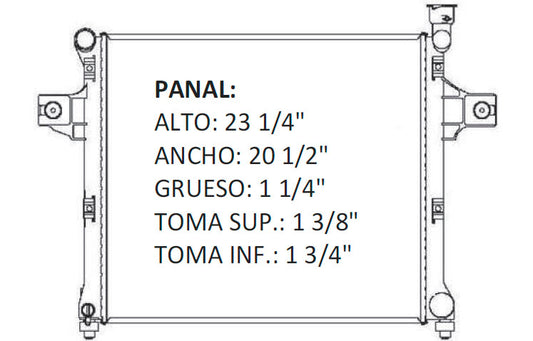 36066 AU RADIADOR ALUMINIO PLASTICO GRAND CHEROKEE 05-09 V6/V8 3.0/3.7/ 4.7/5.7 05-09 TRANS:AUTOMATICA RASA