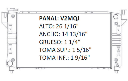 35694 AU M RADIADOR ALUMINIO PLASTICO CARAVAN/GRAND CARAVAN - VOYAGER/GRAND VOYAGER / TOWN & COUNTRY L4/V6 2.4/3.0/3.3/3.8, MECANICO 96-00 TRANS:AUTOMATICA RASA