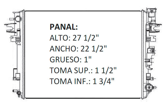 36126 AU RADIADOR ALUMINIO PLASTICO RAM 1500 / 2500 08-11 TRANS:AUTOMATICA RASA