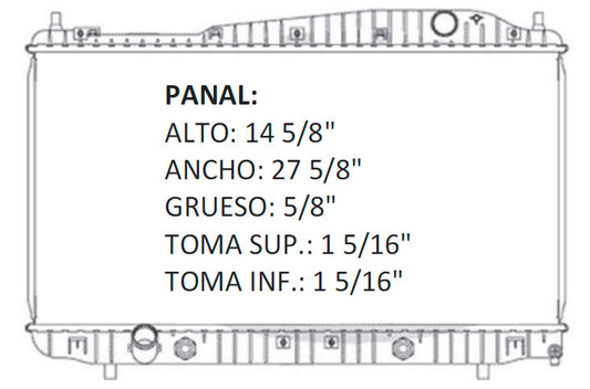 36049 AU RADIADOR ALUMINIO PLASTICO VERONA 2.5 LTS L6 A/T 04-06 TRANS:AUTOMATICA RASA