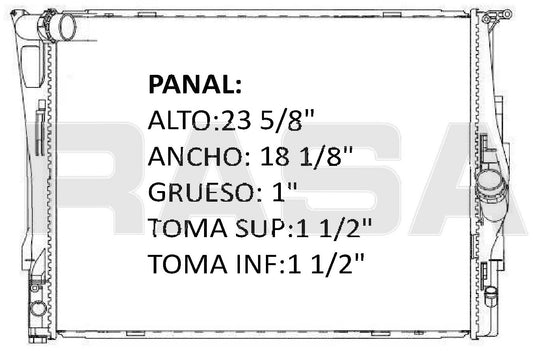 36122 AU RADIADOR ALUMINIO PLASTICO 328 / 330 / 325/ 128I/ 135 I/ Z4 06-11 TRANS:AUTOMATICA RASA