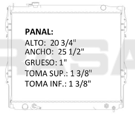 35591 AU RADIADOR ALUMINIO PLASTICO TACOMA, SR5, 2.4 Lt L4, 2.7 Lt L4, 3.4 Lt V6 95-04 TRANS:AUTOMATICA RASA
