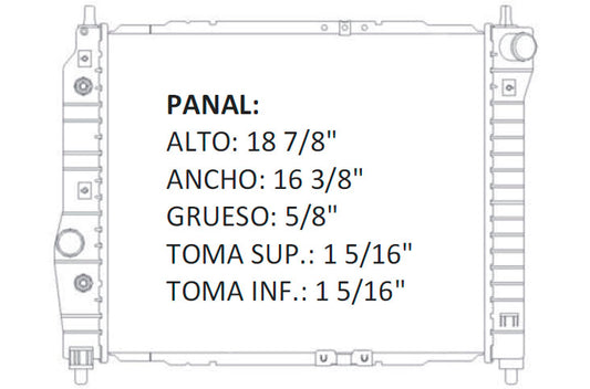 RADIADOR ALUMINO PLASTICO AVEO 04-08 L4 1.6LTS S/A 04-08